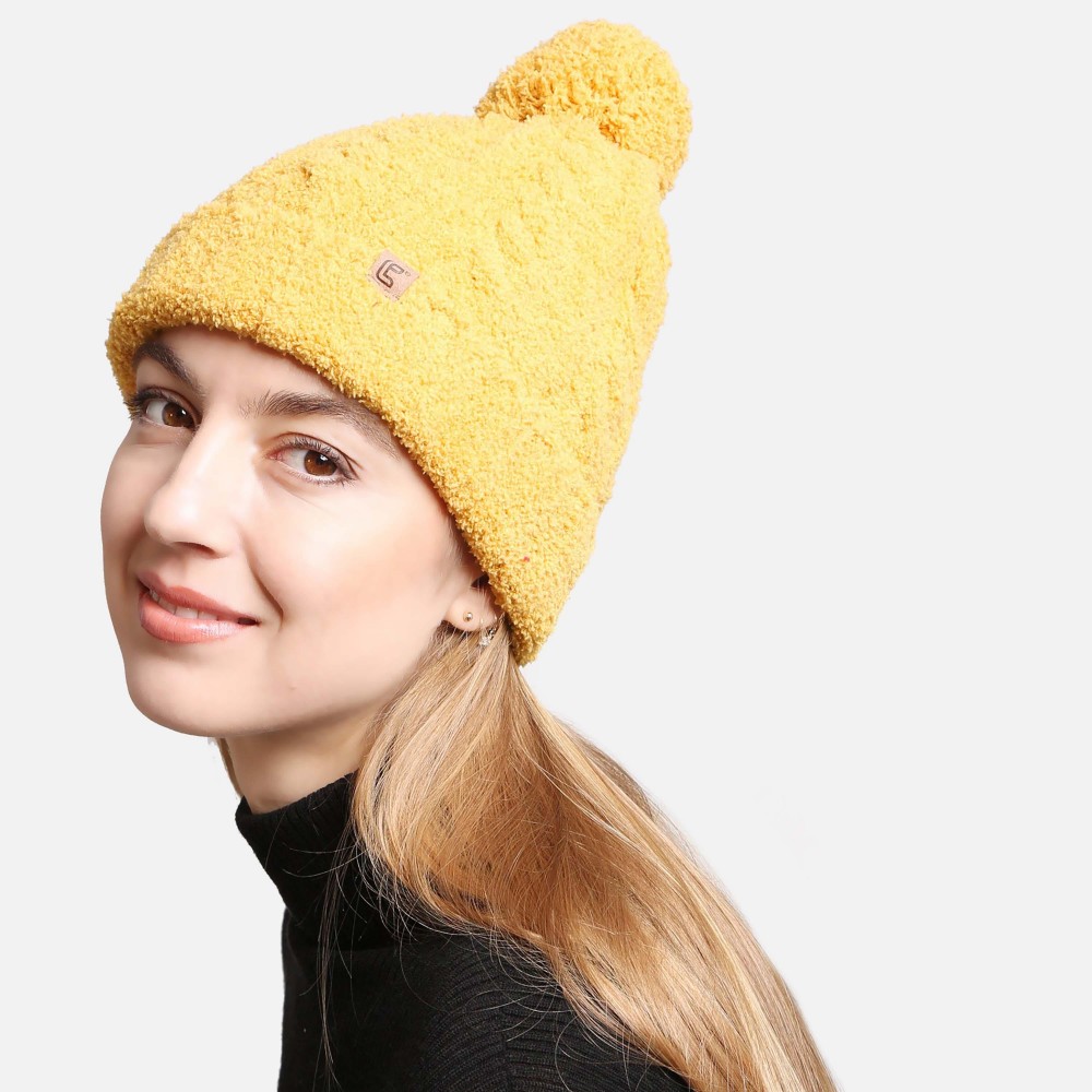 ComfyLuxe Solid Color Pom Pom Beanie - One Size Fits Most - 100% Poly Microfiber view 2