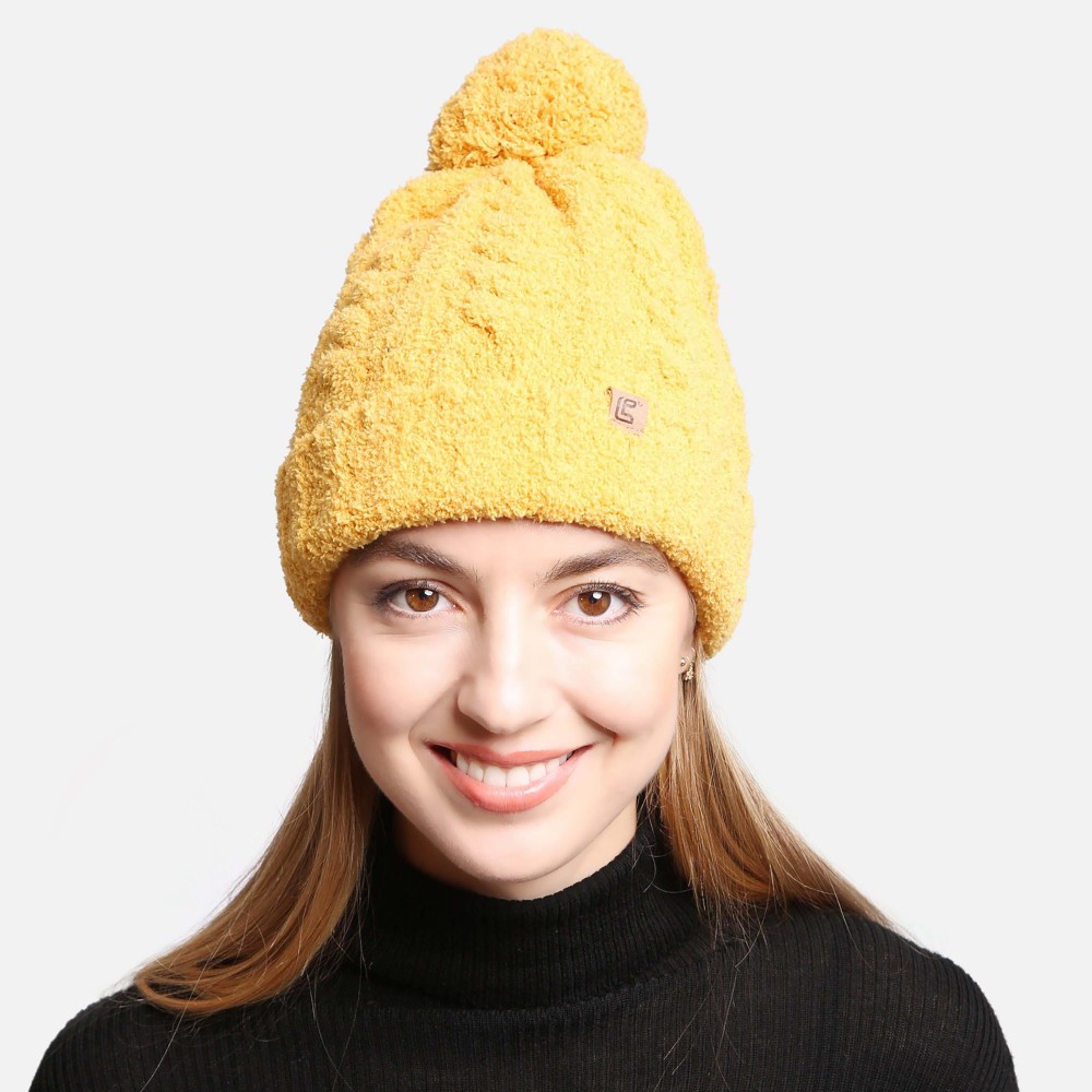 ComfyLuxe Solid Color Pom Pom Beanie - One Size Fits Most - 100% Poly Microfiber view 4