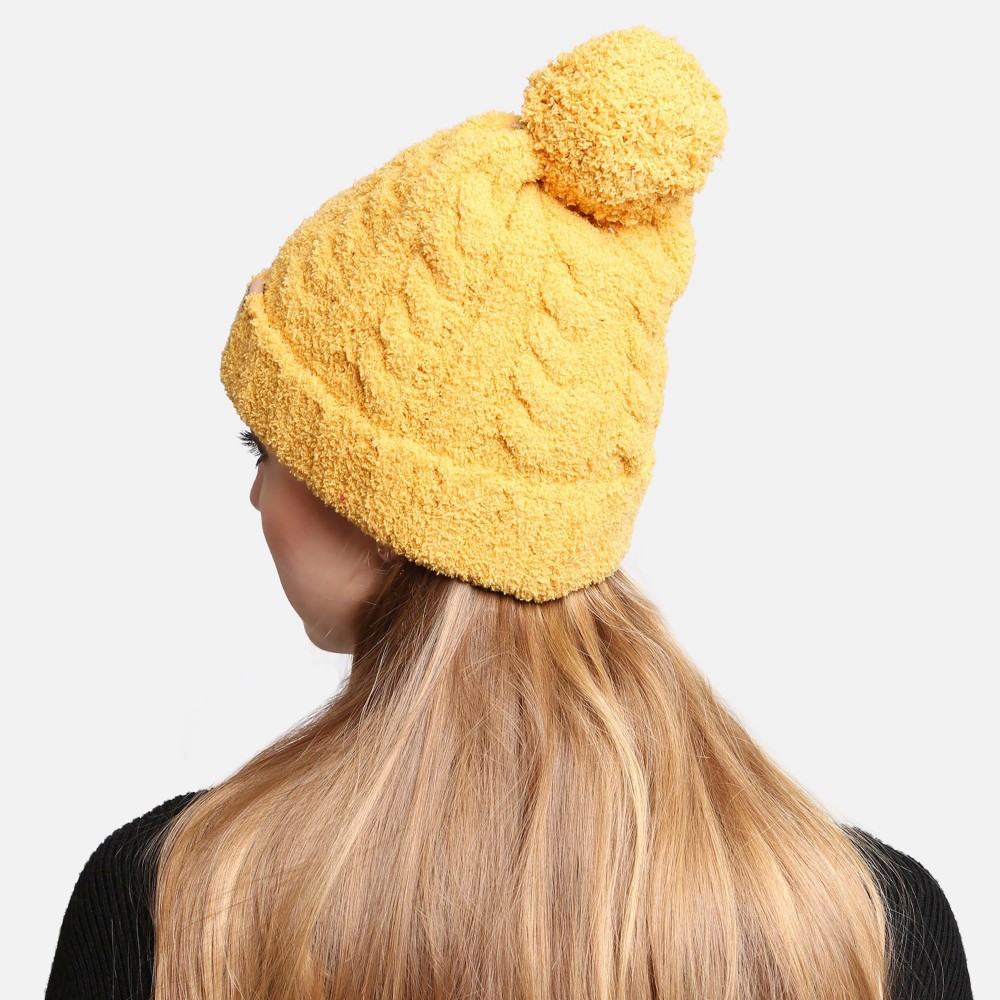 ComfyLuxe Solid Color Pom Pom Beanie - One Size Fits Most - 100% Poly Microfiber view 6