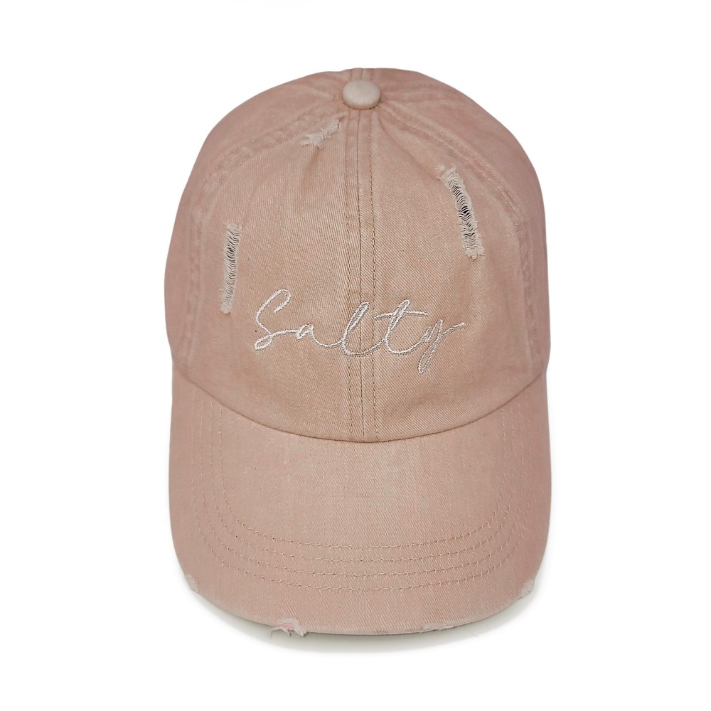 'Salty' Script Distressed Baseball Cap - One Size Fits Most - Adjustable - 100% Cotton view 2