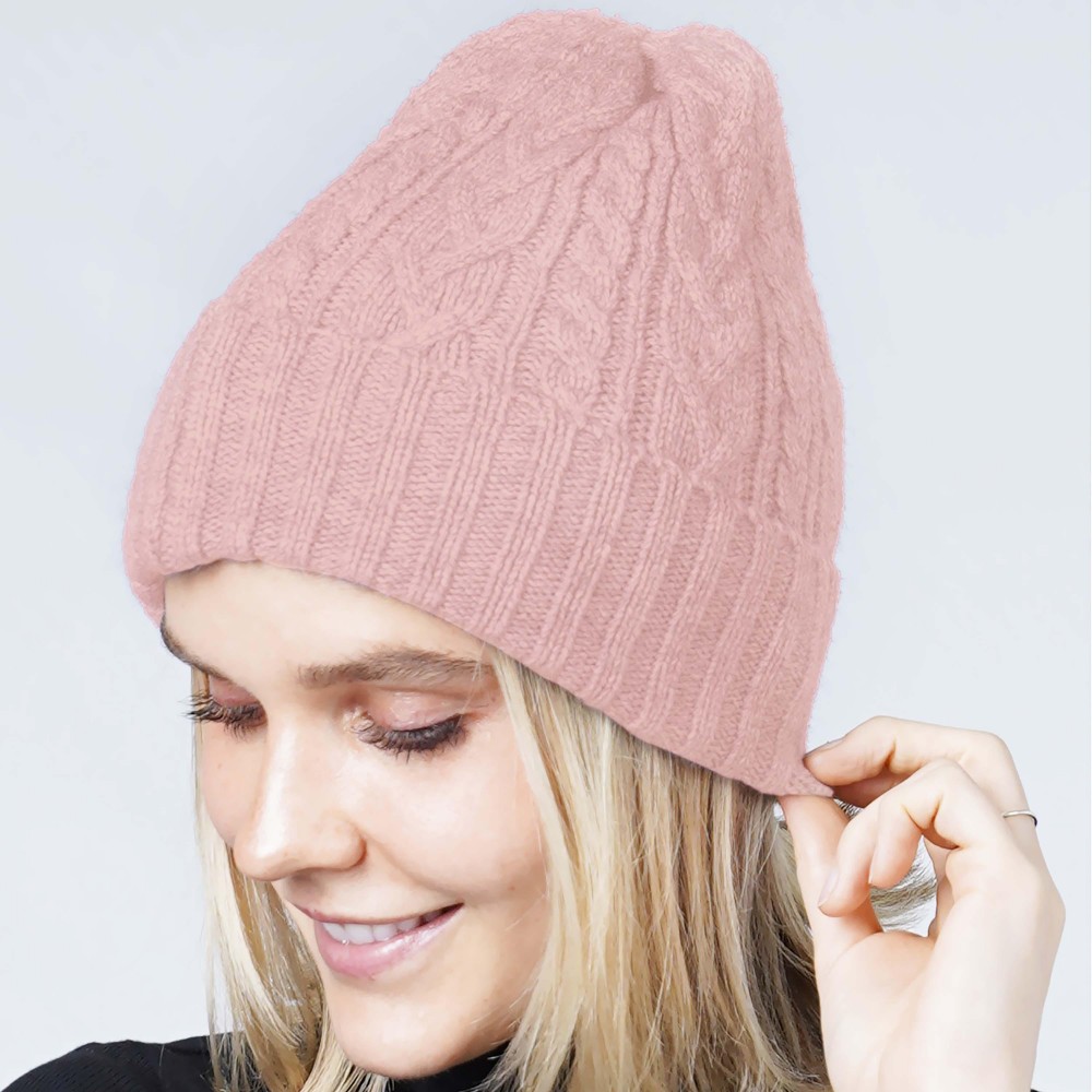 Cable Knit Cuff Beanie - One Size Fits Most - 100% Acrylic view 2