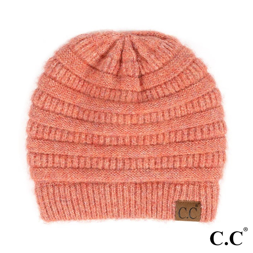 C.C HAT-4020 Ribbed Heather Beanie Hat - One Size Fits Most - 97% Recycled Polyester / 3% Spandex view 2