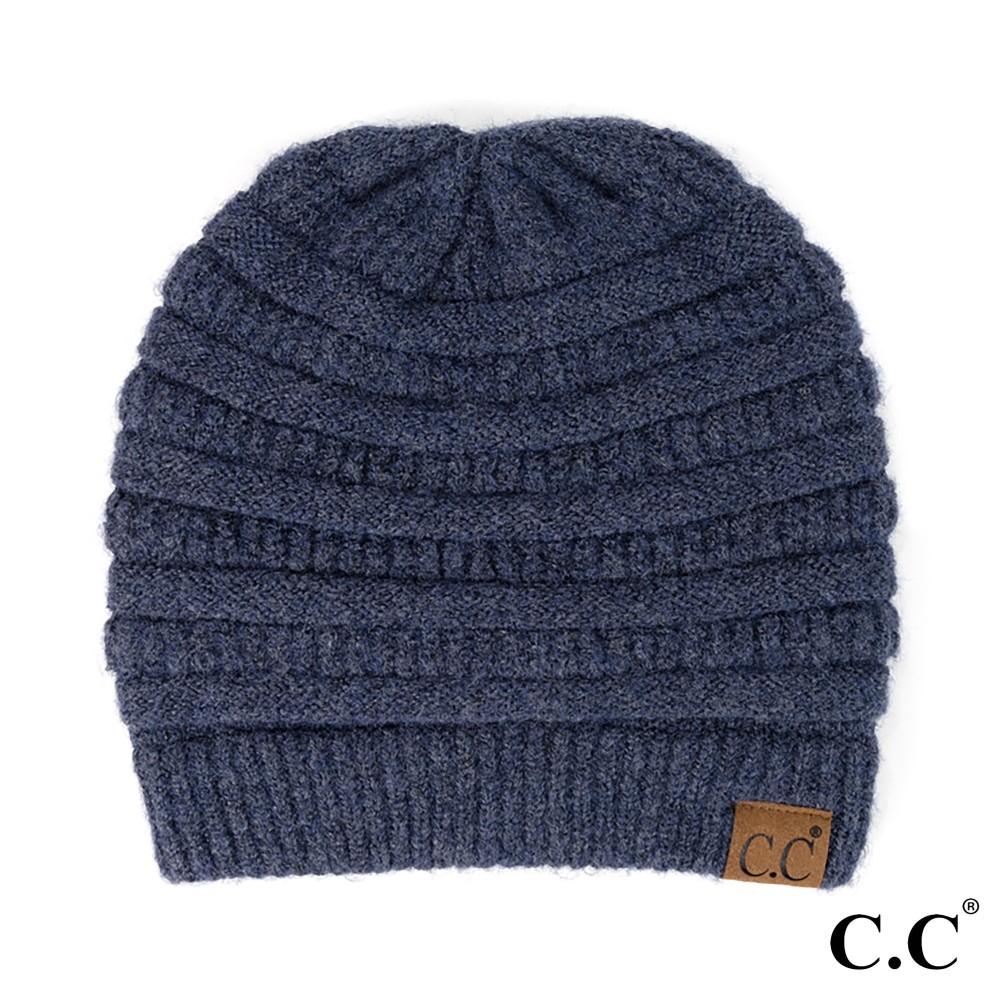 C.C HAT-4020 Ribbed Heather Beanie Hat - One Size Fits Most - 97% Recycled Polyester / 3% Spandex view 2