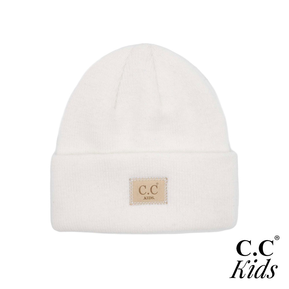 C.C KIDS-9021 Suede Patch Kids Beanie Hat - One Size Fits Most (1-4 years) - 97% Recycled Polyester / 3% Spandex view 2