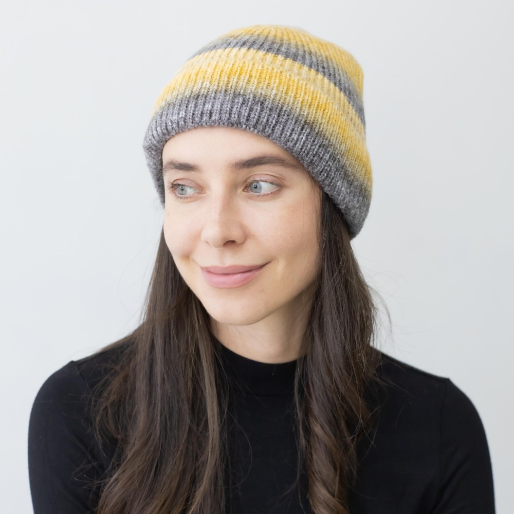 Ombre Fitted Knit Beanie - One Size - 100% Acrylic view 2