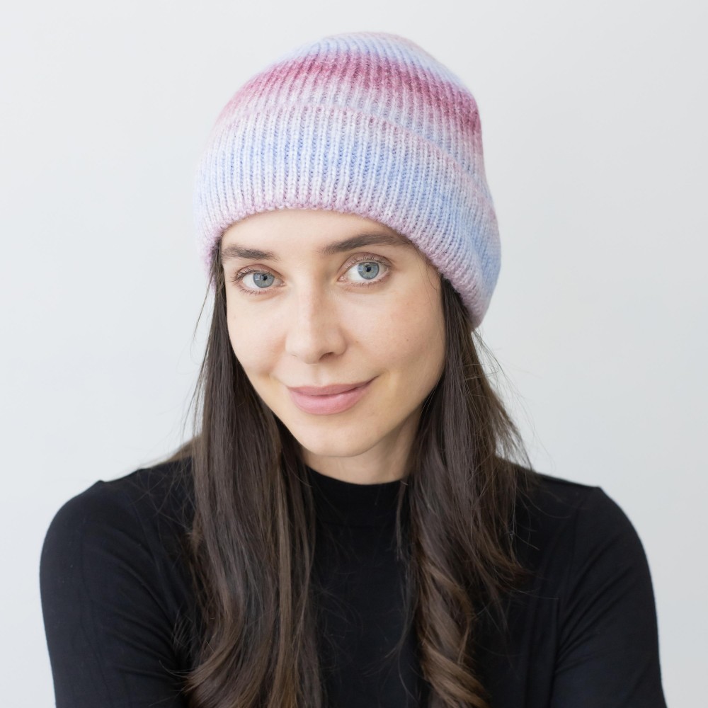 Ombre Fitted Knit Beanie - One Size - 100% Acrylic view 2