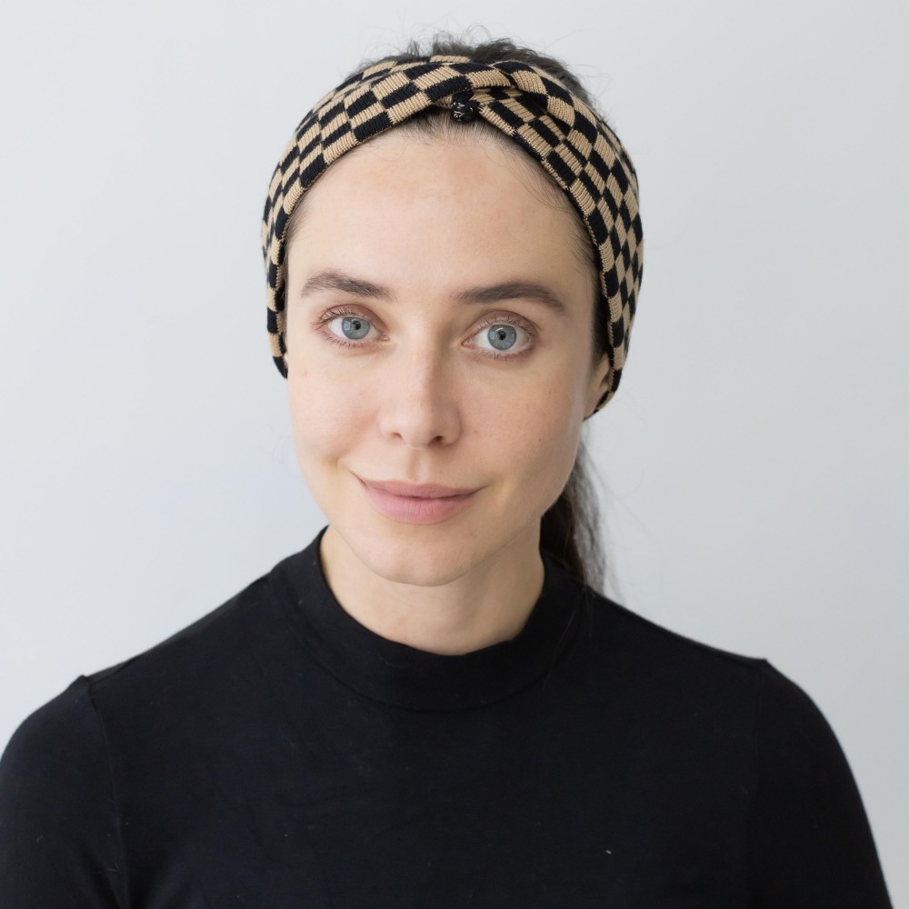 Knit Checkerboard Criss-Cross Headwrap. - One Size Fits Most - 100% Polyester view 2