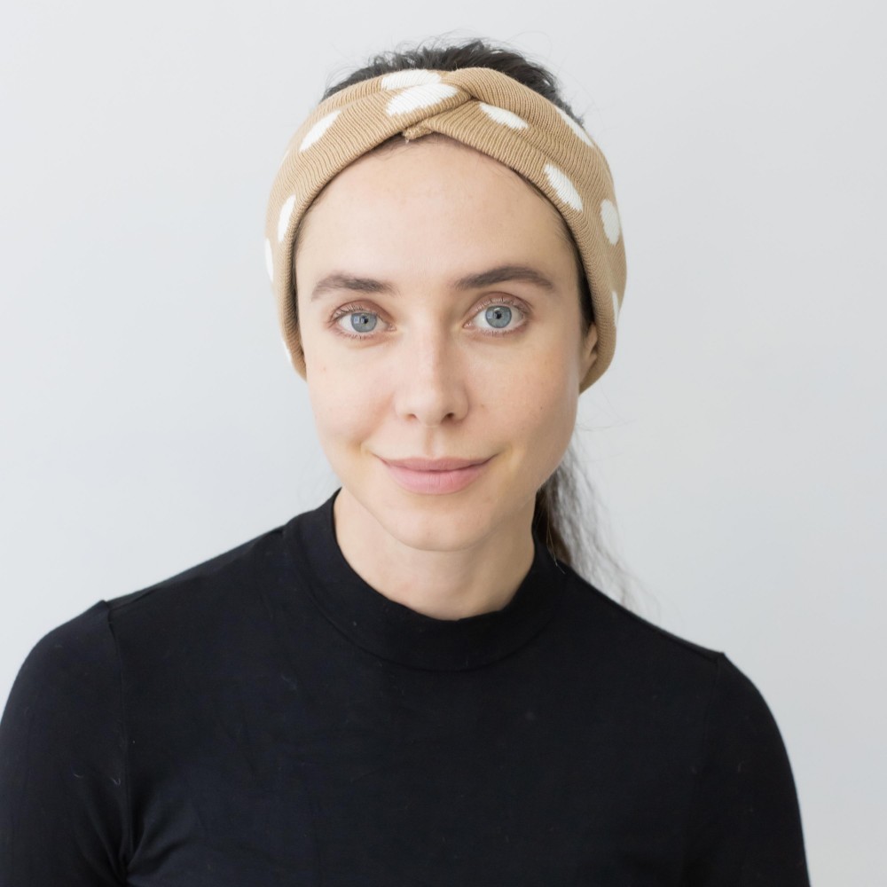 Knit Polkadot Criss-Cross Headwrap. - One Size Fits Most - 100% Polyester view 4
