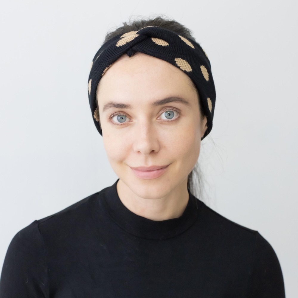 Knit Polkadot Criss-Cross Headwrap. - One Size Fits Most - 100% Polyester view 4