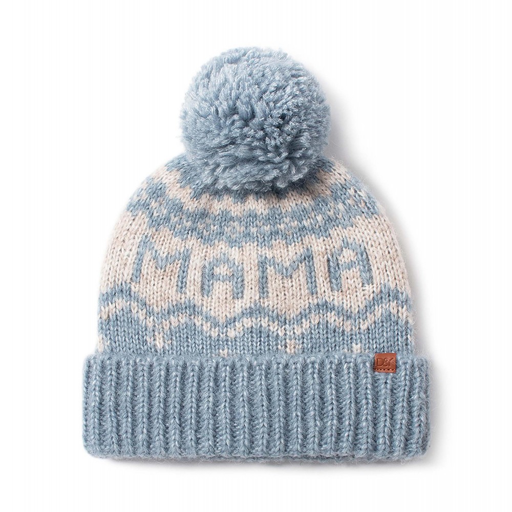 Mama Jacquard Knit Beanie With Pom Pom - One Size Fits Most - 55% Acrylic / 30% Polyester/ 15% Nylon view 2