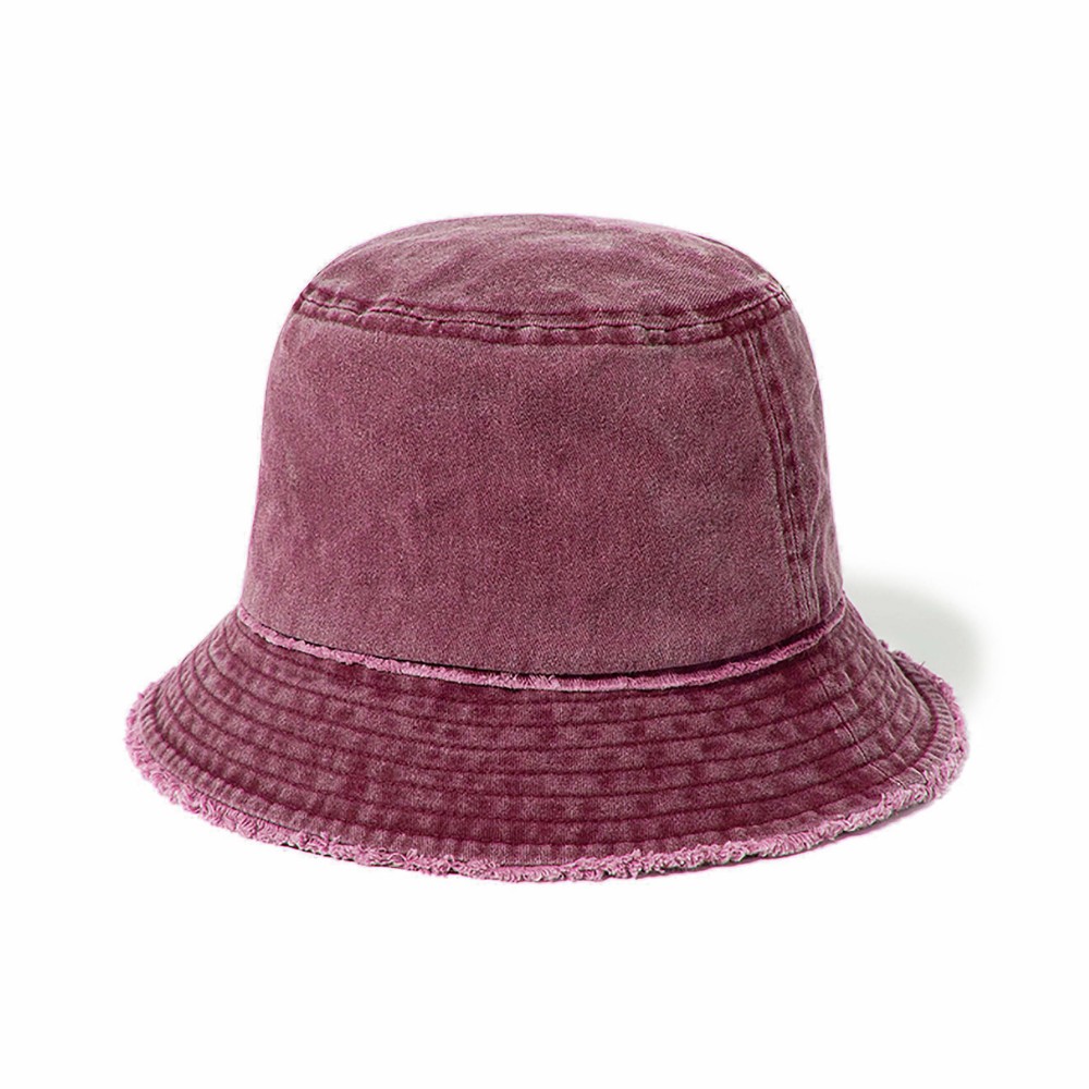 Bucket Hat With Short Fringe Detail Around Brim - One Size Fits Most - 100% Cotton view 2