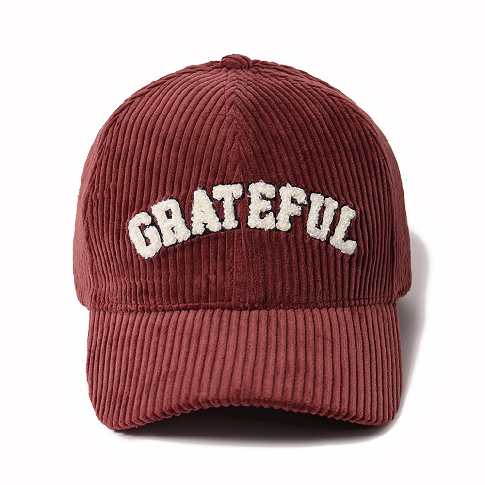 Chenille "Grateful" Thick Corded Baseball Cap. - One Size Fits Most - Adjustable Buckle - 100% Cotton view 2