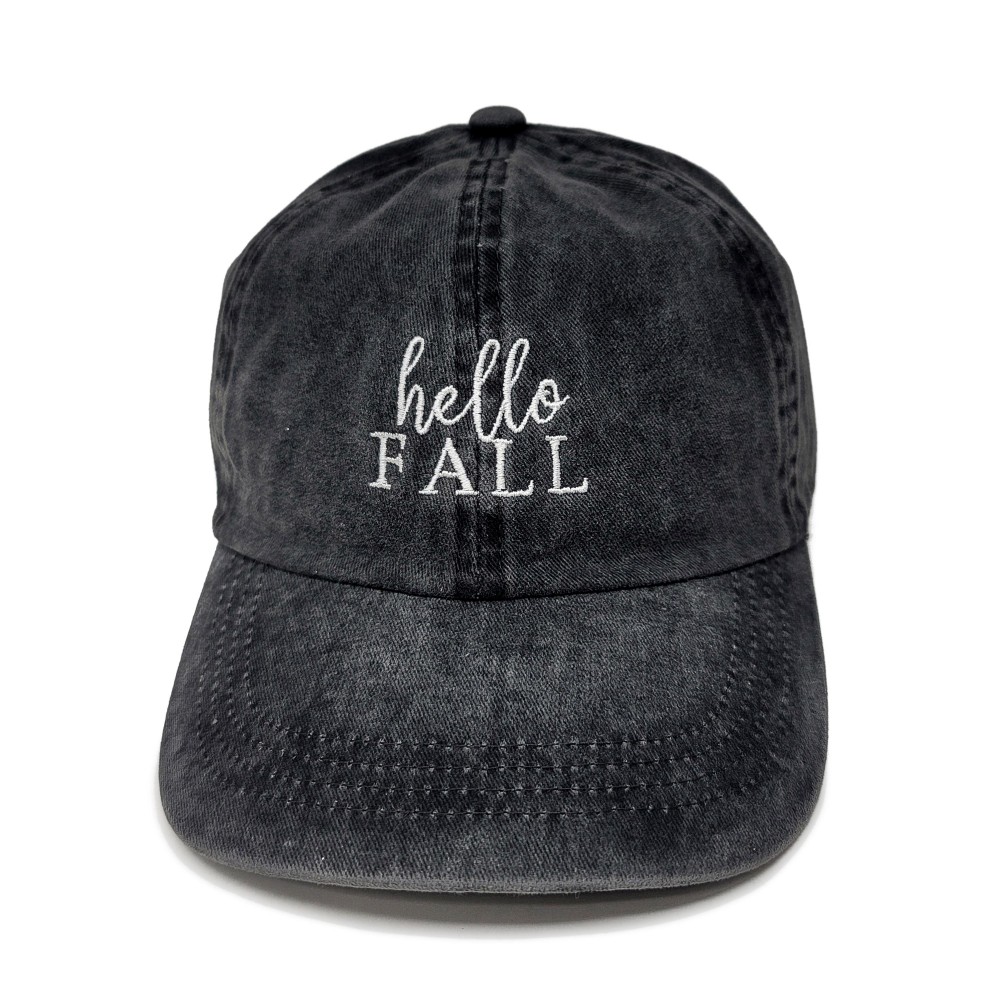 Hello Fall Embroidered Baseball Cap - One Size Fits Most - Buckle Adjustable - 100% Cotton view 2