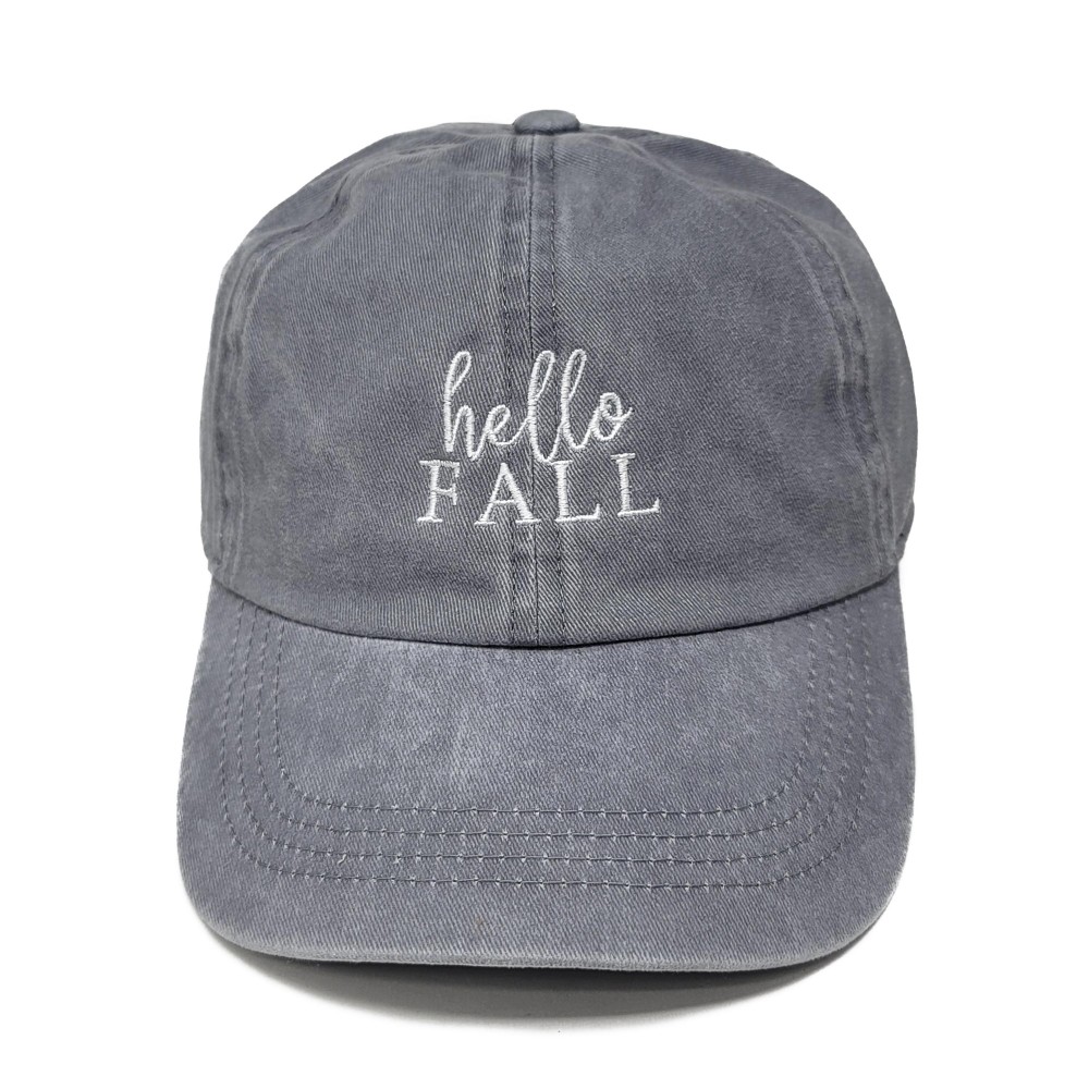 Hello Fall Embroidered Baseball Cap - One Size Fits Most - Buckle Adjustable - 100% Cotton view 2