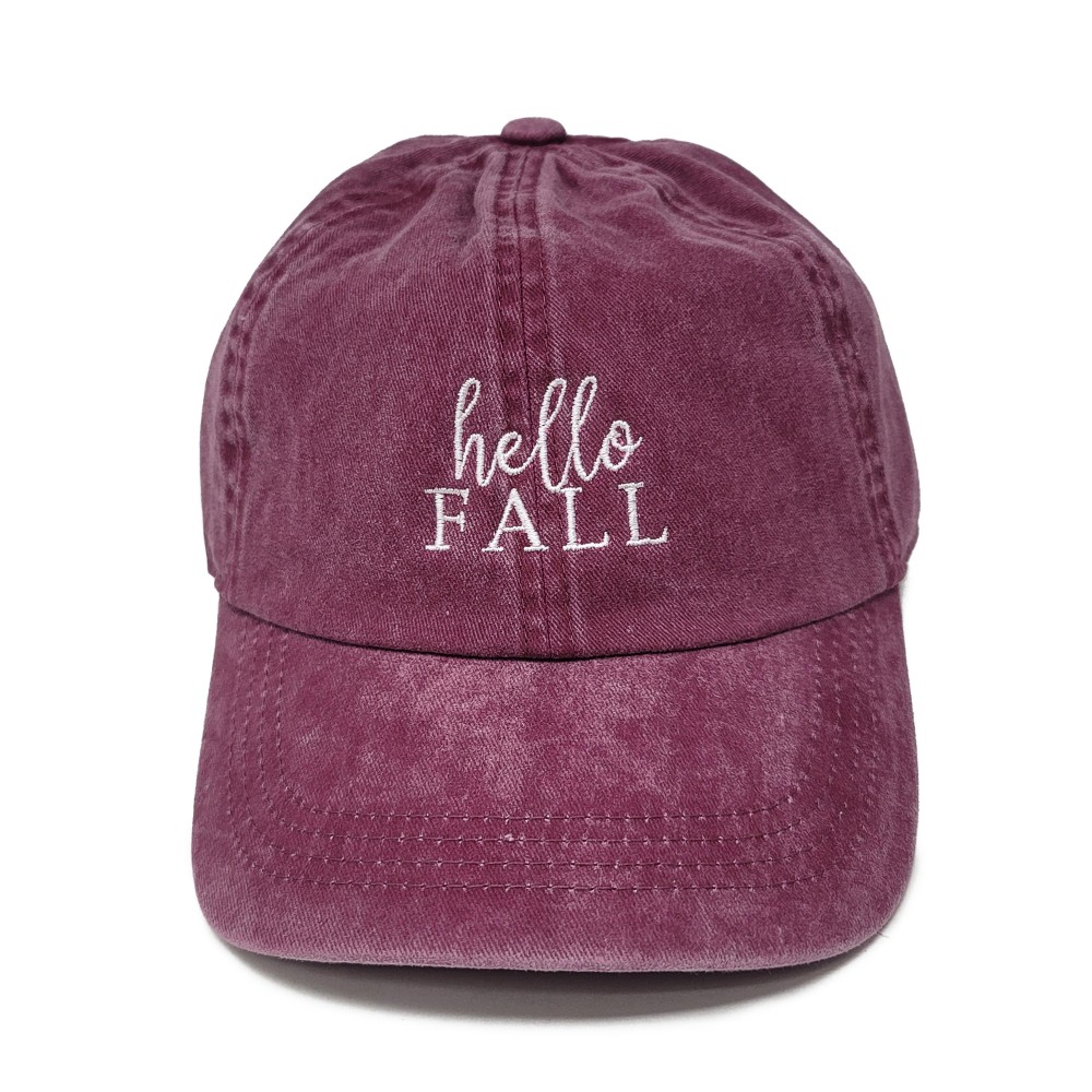 Hello Fall Embroidered Baseball Cap - One Size Fits Most - Buckle Adjustable - 100% Cotton view 2
