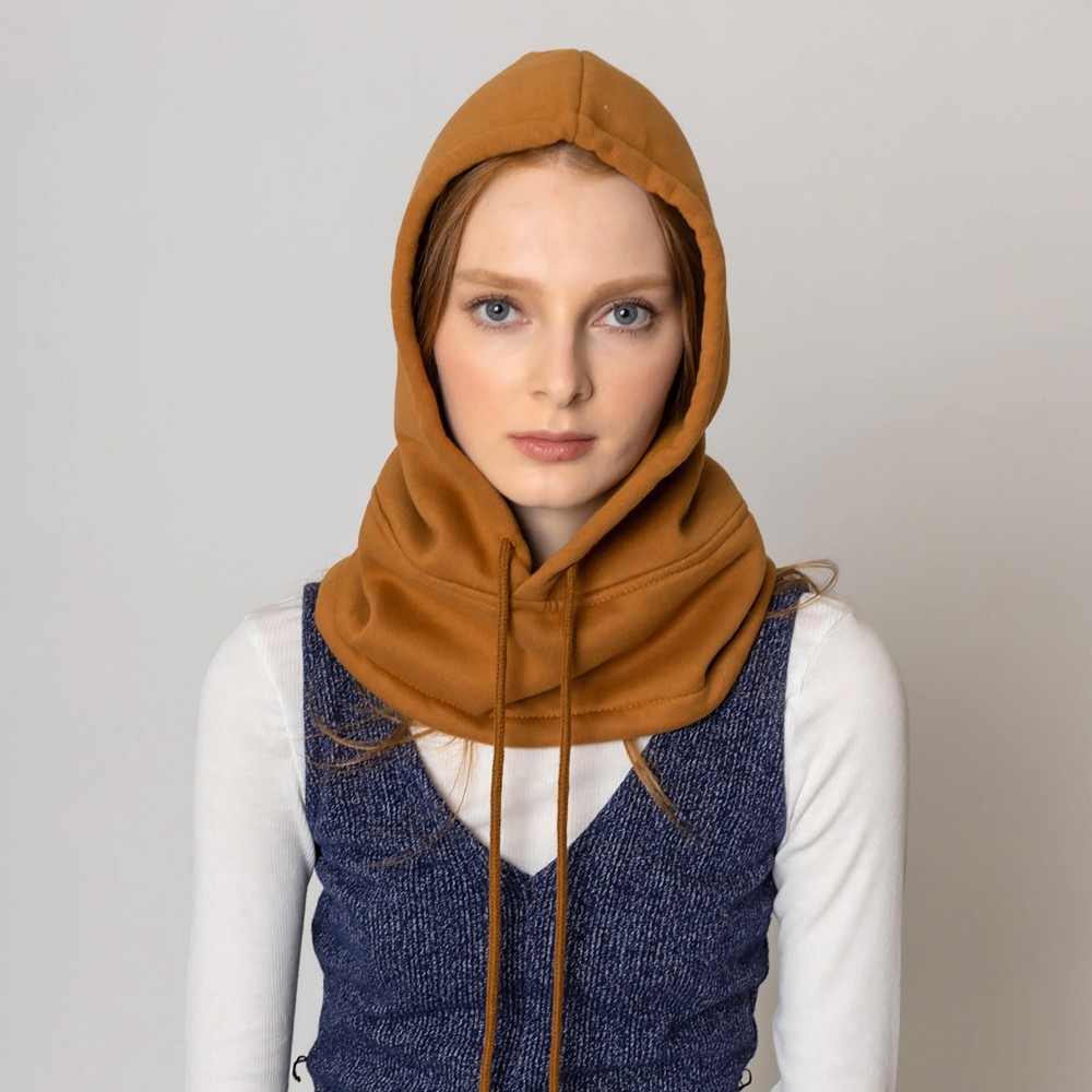 Fleece Scarf Hood With Drawstring - One Size - 100% Polyester view 2