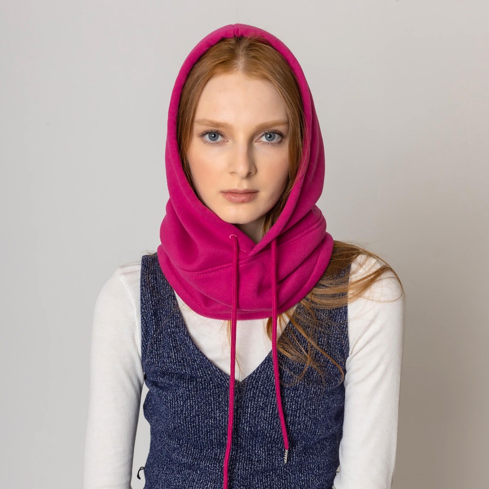 Fleece Scarf Hood With Drawstring - One Size - 100% Polyester view 2