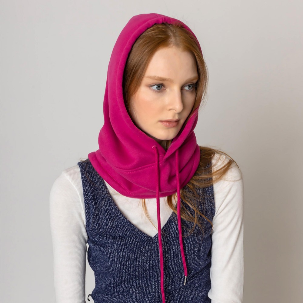 Fleece Scarf Hood With Drawstring - One Size - 100% Polyester view 4
