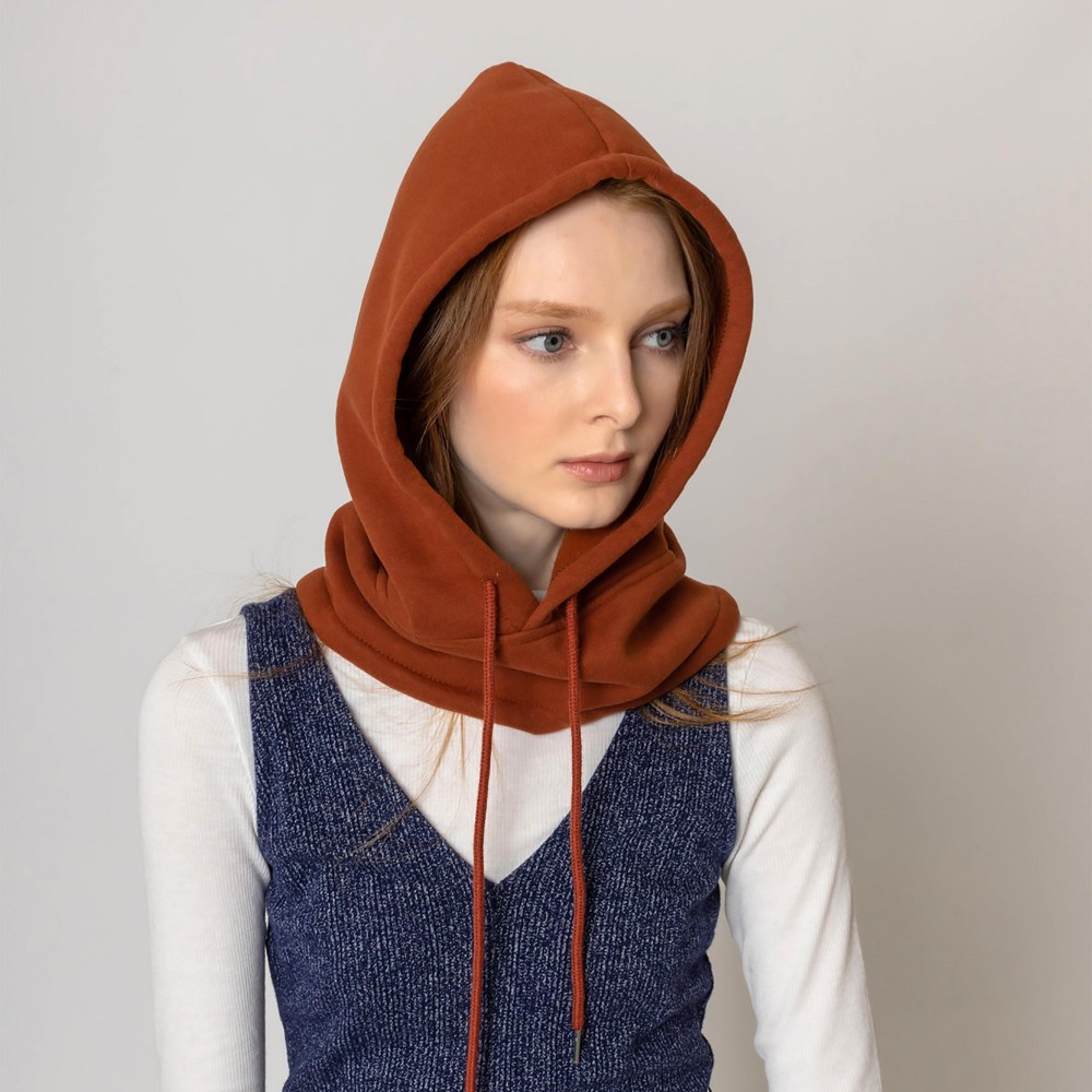 Fleece Scarf Hood With Drawstring - One Size - 100% Polyester view 4