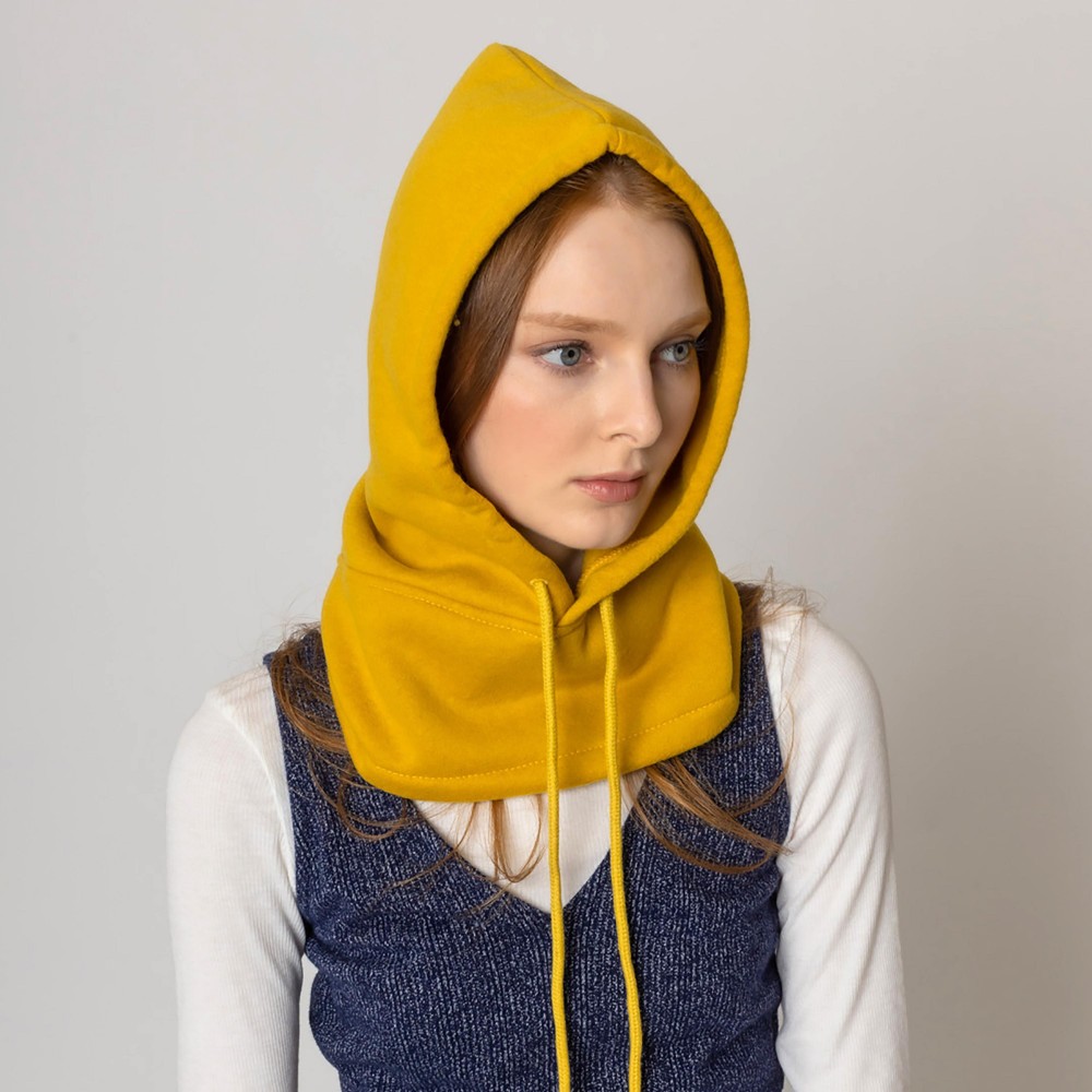 Fleece Scarf Hood With Drawstring - One Size - 100% Polyester view 4