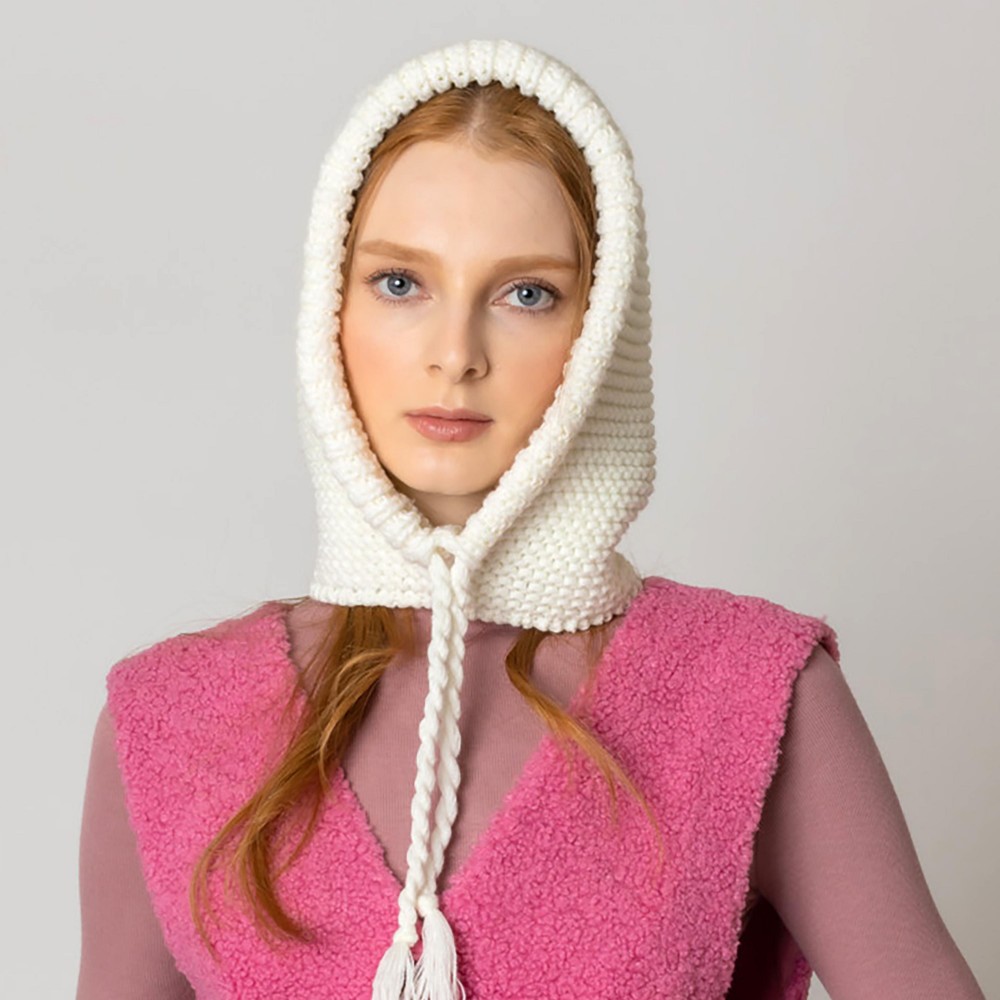 Do Everything In Love Knit Detachable Hood With Tassels - One Size Fits Most - 100% Acrylic view 2