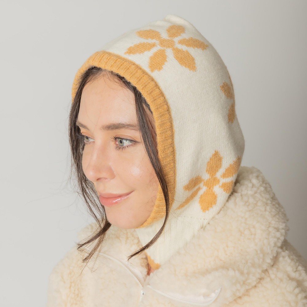 Do Everything In Love Flower Knit Hood - One Size Fits Most - 100% Acrylic view 2