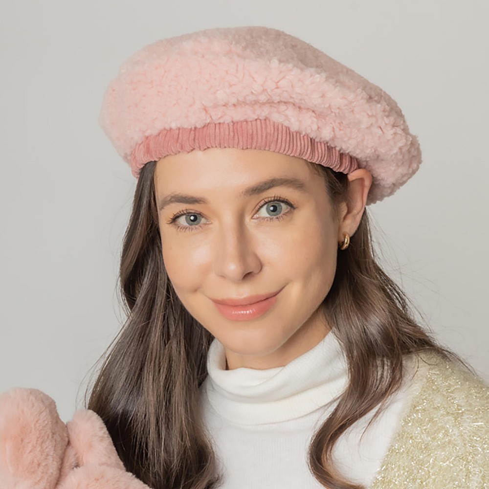 Do Everything In Love Sherpa Beret - One Size Fits Most - Lined Beret - 100% Polyester view 2