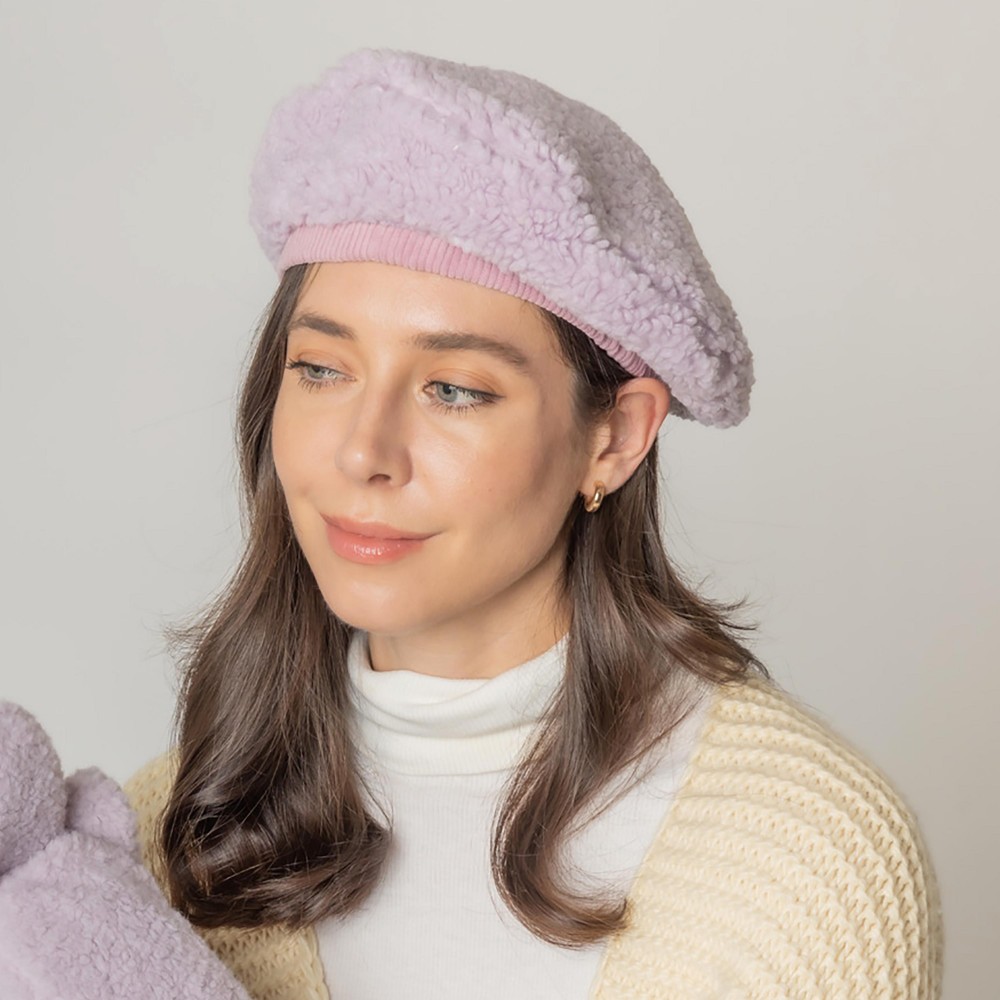 Do Everything In Love Sherpa Beret - One Size Fits Most - Lined Beret - 100% Polyester view 2