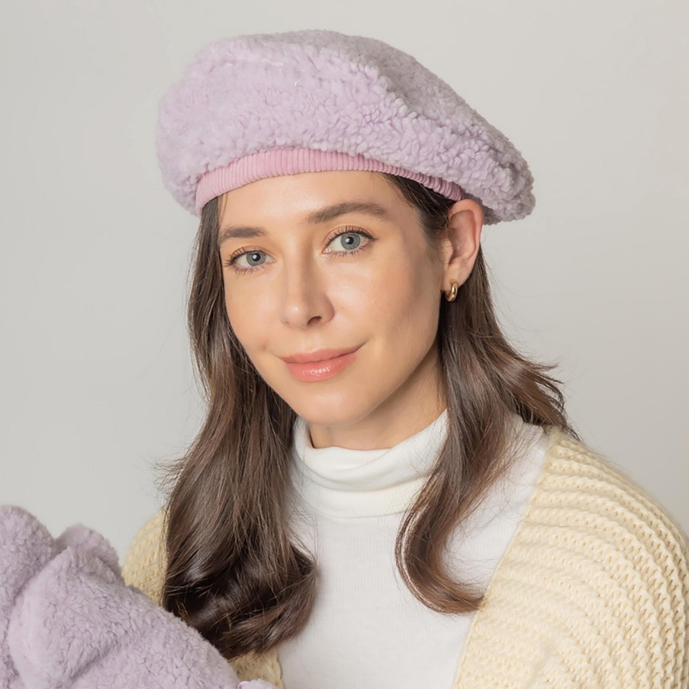 Do Everything In Love Sherpa Beret - One Size Fits Most - Lined Beret - 100% Polyester view 4