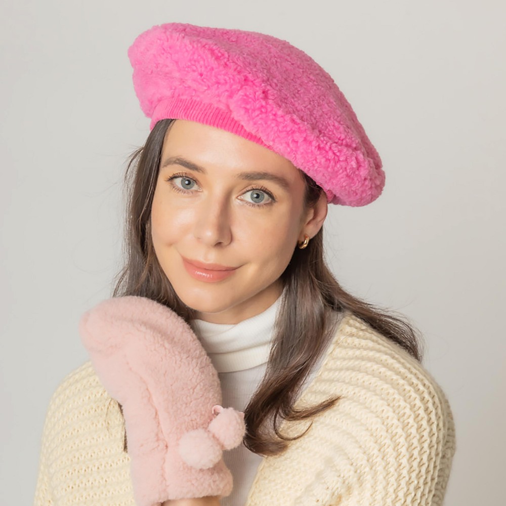 Do Everything In Love Sherpa Beret - One Size Fits Most - Lined Beret - 100% Polyester view 2
