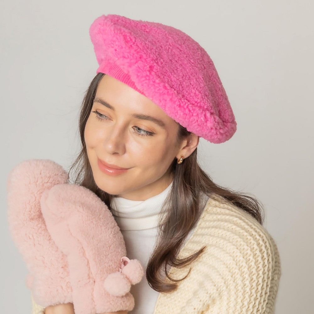 Do Everything In Love Sherpa Beret - One Size Fits Most - Lined Beret - 100% Polyester view 4