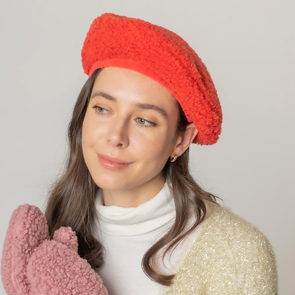 Do Everything In Love Sherpa Beret - One Size Fits Most - Lined Beret - 100% Polyester view 2