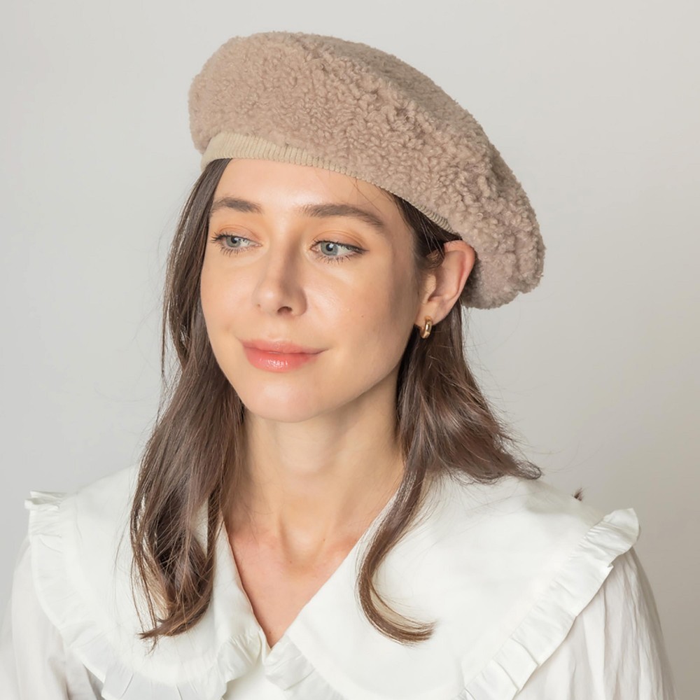 Do Everything In Love Sherpa Beret - One Size Fits Most - Lined Beret - 100% Polyester view 2