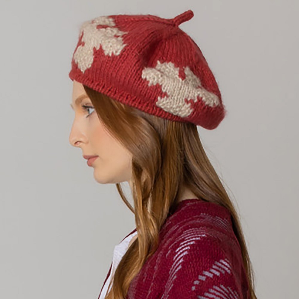 Do Everything In Love Snowflake Knit Beret - One Size Fits Most - 100% Polyester view 4