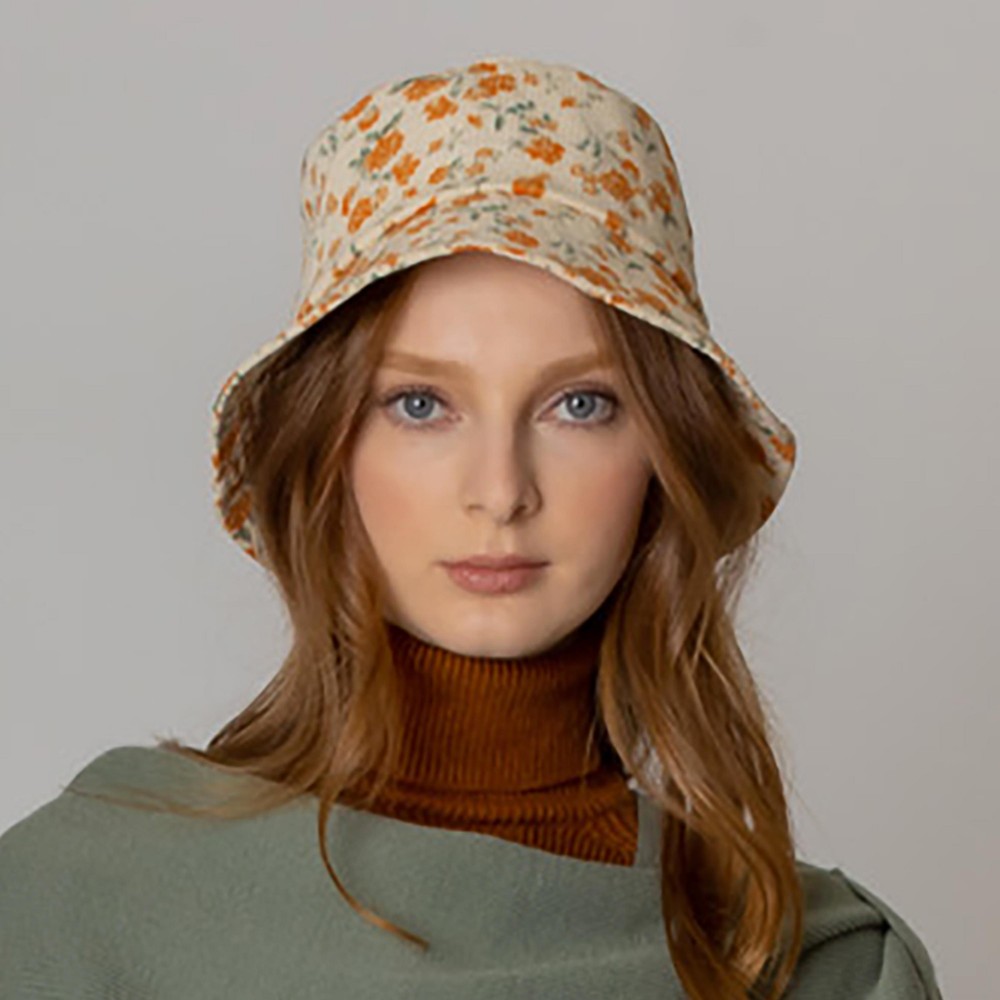 Floral Do Everything In Love Bucket Hat - One Size Fits Most - 100% Polyester - Adjustable Drawstring Hat view 2