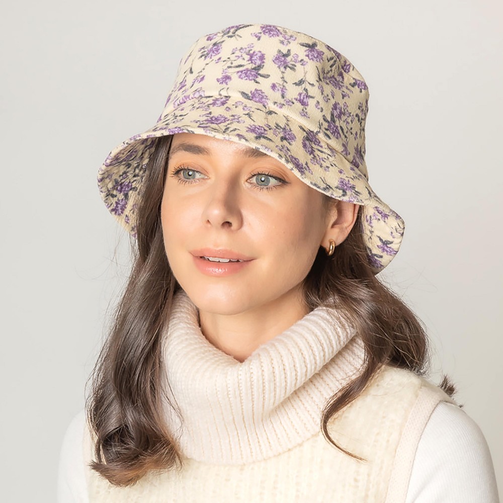 Floral Do Everything In Love Bucket Hat - One Size Fits Most - 100% Polyester - Adjustable Drawstring Hat view 2