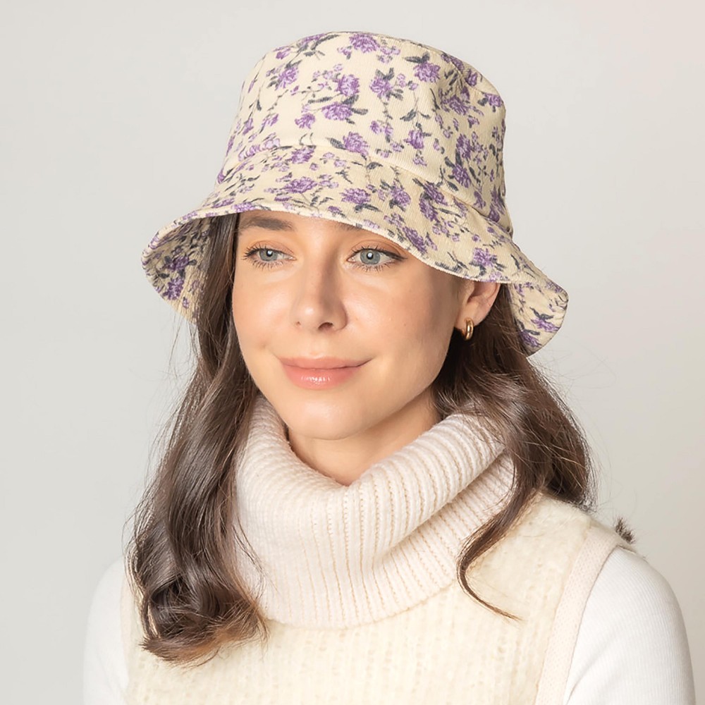 Floral Do Everything In Love Bucket Hat - One Size Fits Most - 100% Polyester - Adjustable Drawstring Hat view 4