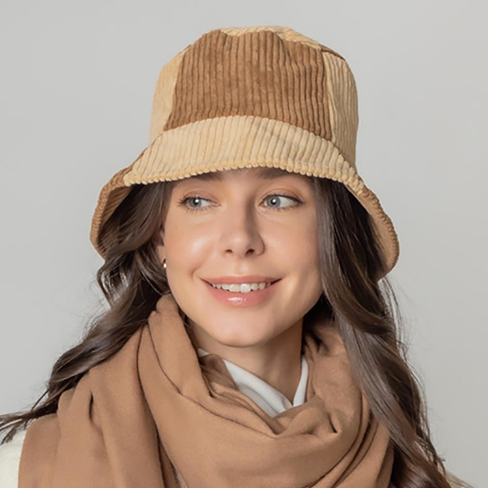 Do Everything In Love Two Tone Corduroy Bucket Hat - One Size Fits Most - Lined Hat With Adjustable Drawstring view 2