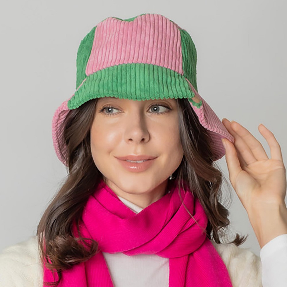 Do Everything In Love Two Tone Corduroy Bucket Hat - One Size Fits Most - Lined Hat With Adjustable Drawstring - 100% Polyester view 2