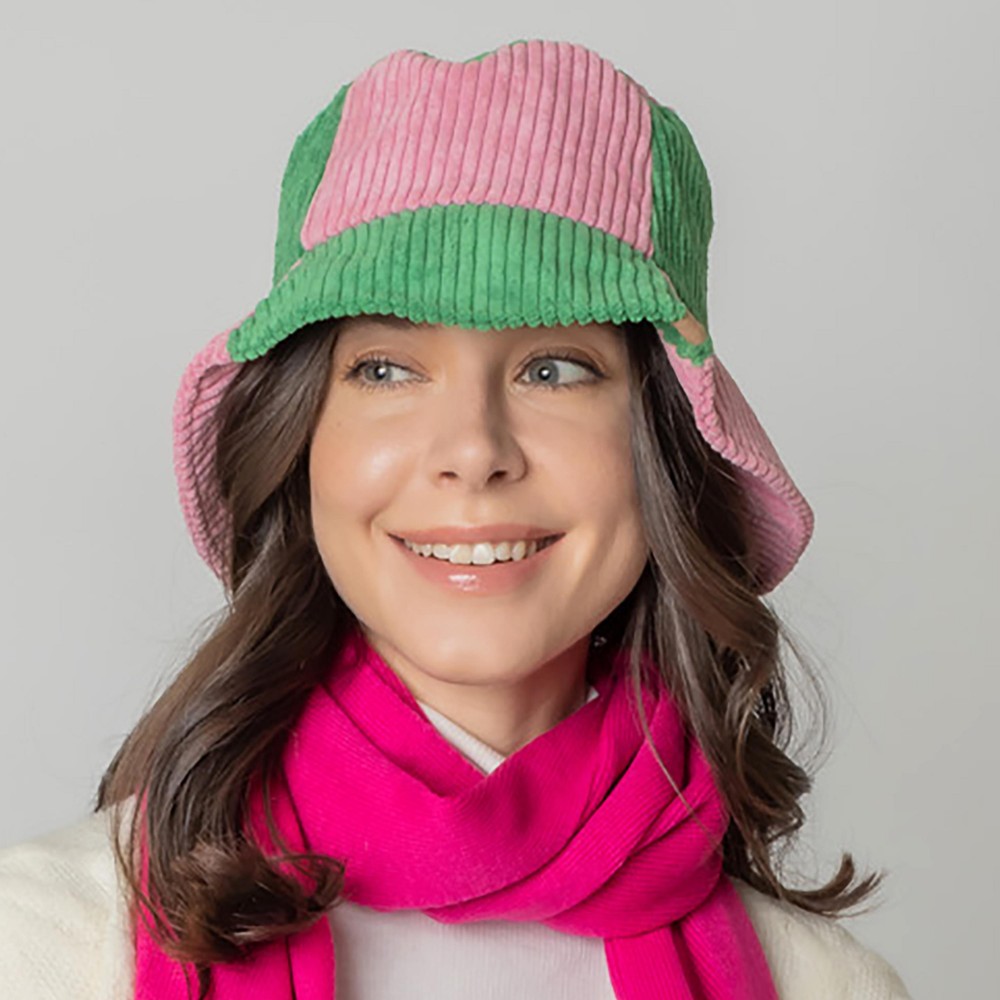 Do Everything In Love Two Tone Corduroy Bucket Hat - One Size Fits Most - Lined Hat With Adjustable Drawstring - 100% Polyester view 4