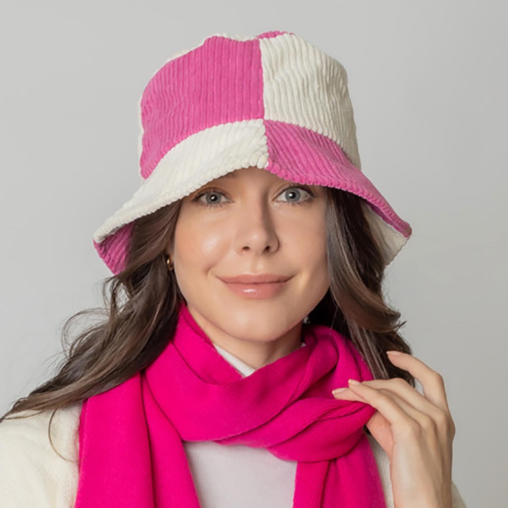 Do Everything In Love Two Tone Corduroy Bucket Hat - One Size Fits Most - Lined Hat With Adjustable Drawstring - 100% Polyester view 4