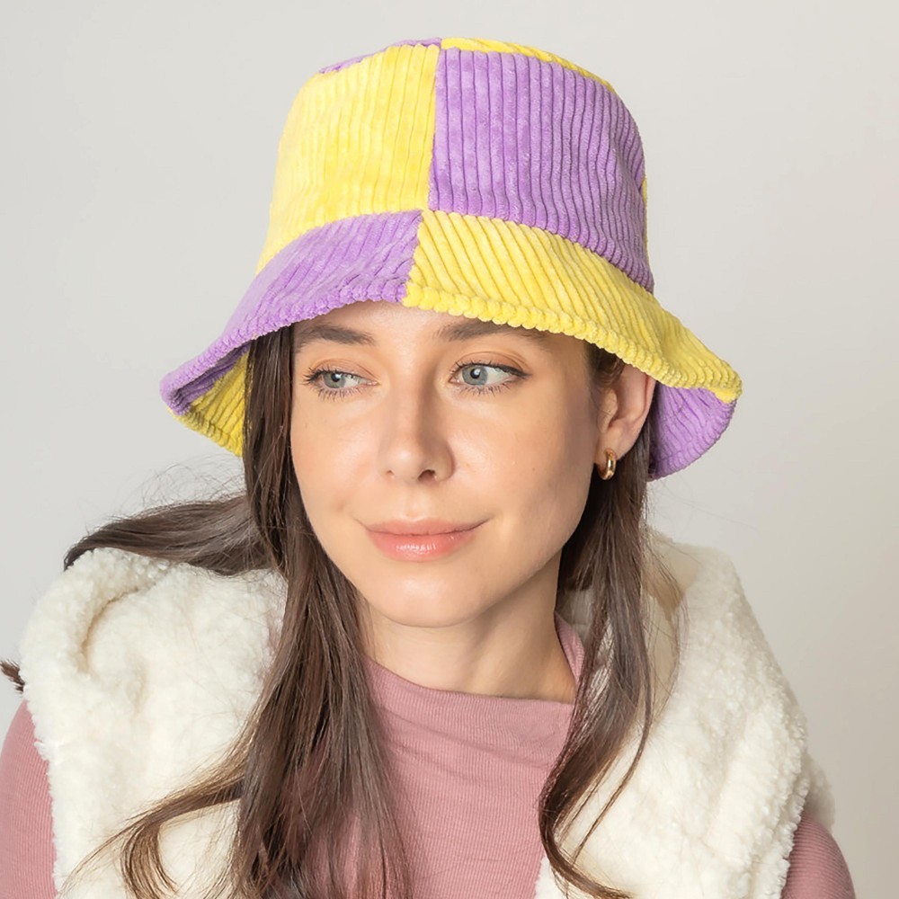 Do Everything In Love Two Tone Corduroy Bucket Hat - One Size Fits Most - Lined Hat With Adjustable Drawstring - 100% Polyester view 2