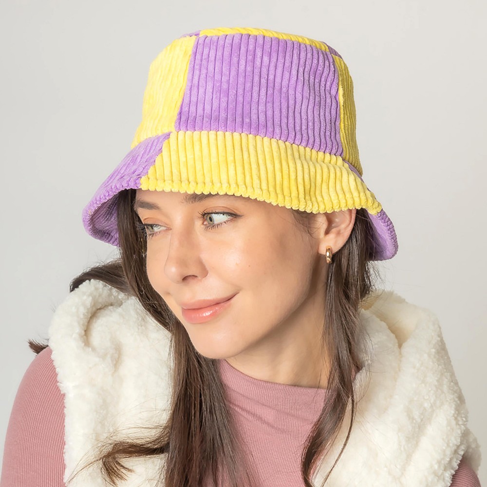 Do Everything In Love Two Tone Corduroy Bucket Hat - One Size Fits Most - Lined Hat With Adjustable Drawstring - 100% Polyester view 4