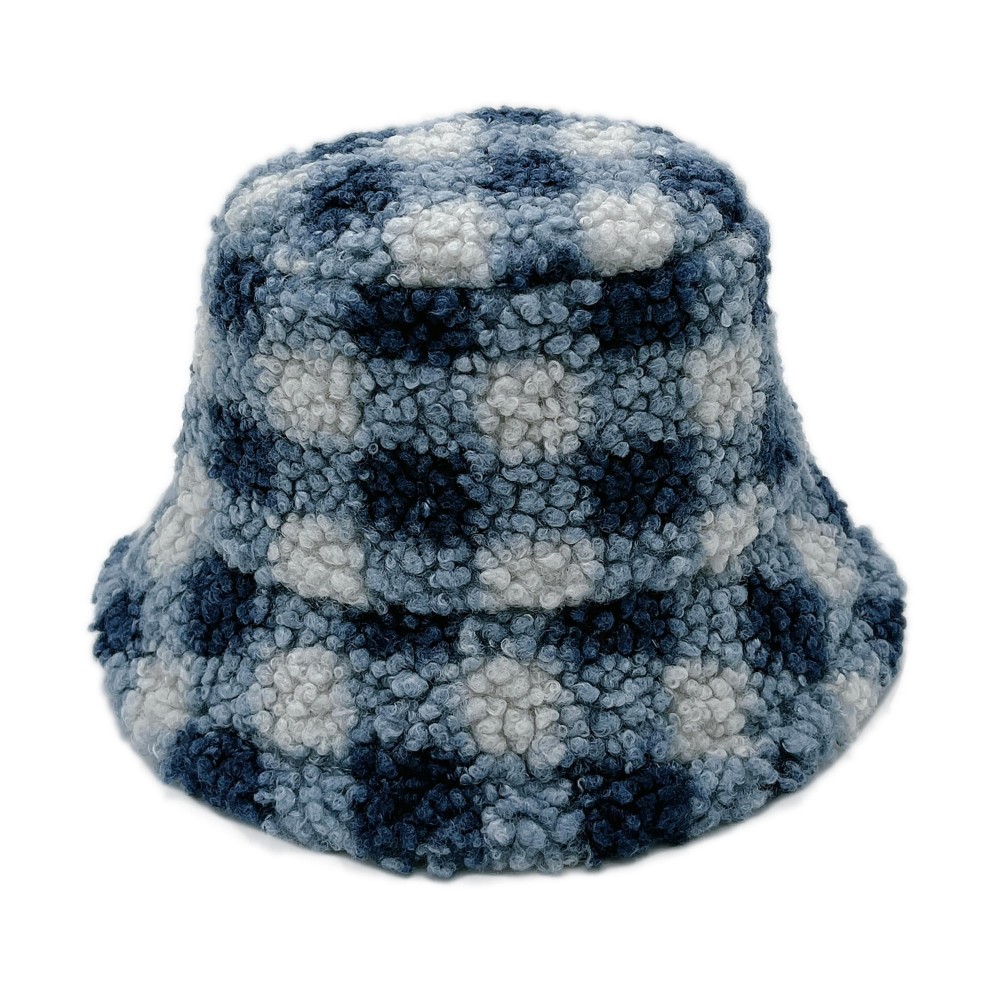 Do Everything In Love Fuzzy Plaid Bucket Hat - One Size Fits Most - Adjustable Drawstring / Lined Bucket Hat - 100% Polyester view 4