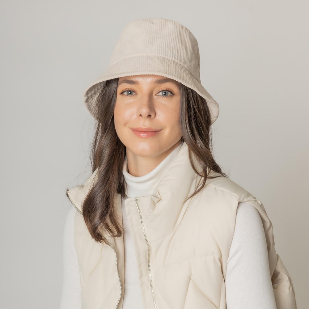 Do Everything In Love Corduroy Bucket Hat - One Size Fits Most - Adjustable Drawstring / Lined Bucket Hat - 100% Polyester view 2