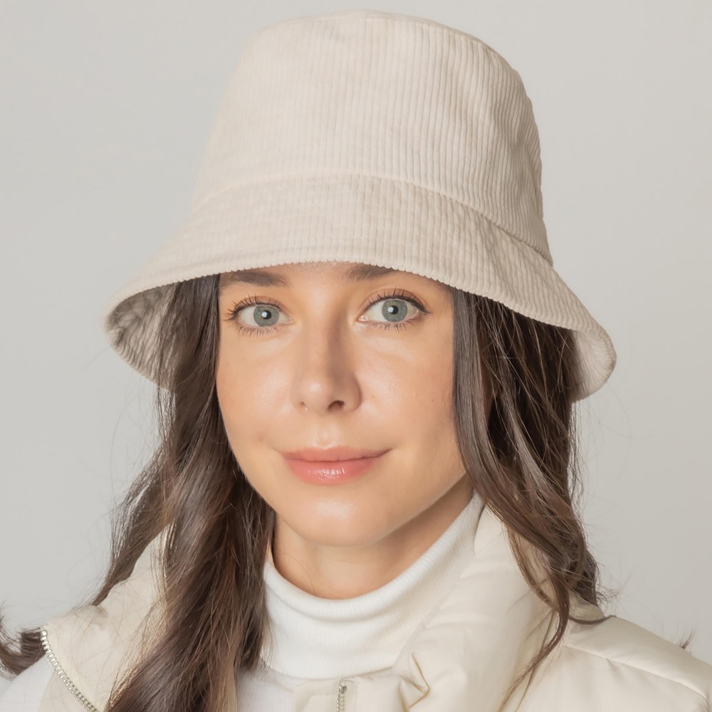 Do Everything In Love Corduroy Bucket Hat - One Size Fits Most - Adjustable Drawstring / Lined Bucket Hat - 100% Polyester view 4