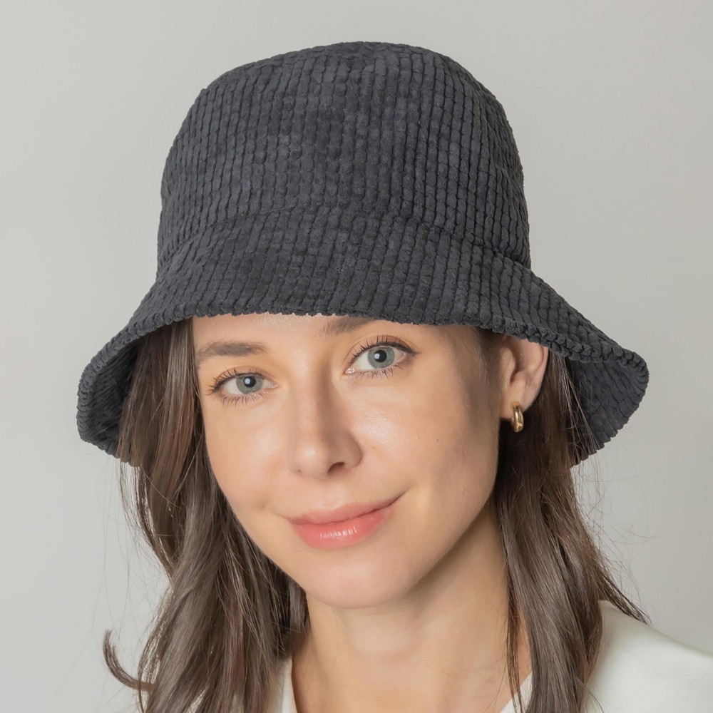 Corduroy Bucket Hat. - Adjustable Drawstring Inside Hat - One Size Fits Most - 100% Polyester view 2