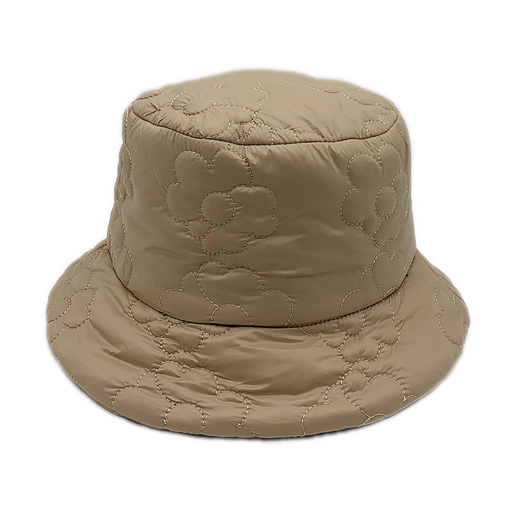 Do Everything In Love Puffy Flower Stitched Bucket Hat - One Size Fits Most - 100% Polyester - Adjustable Drawstring /Lined view 2