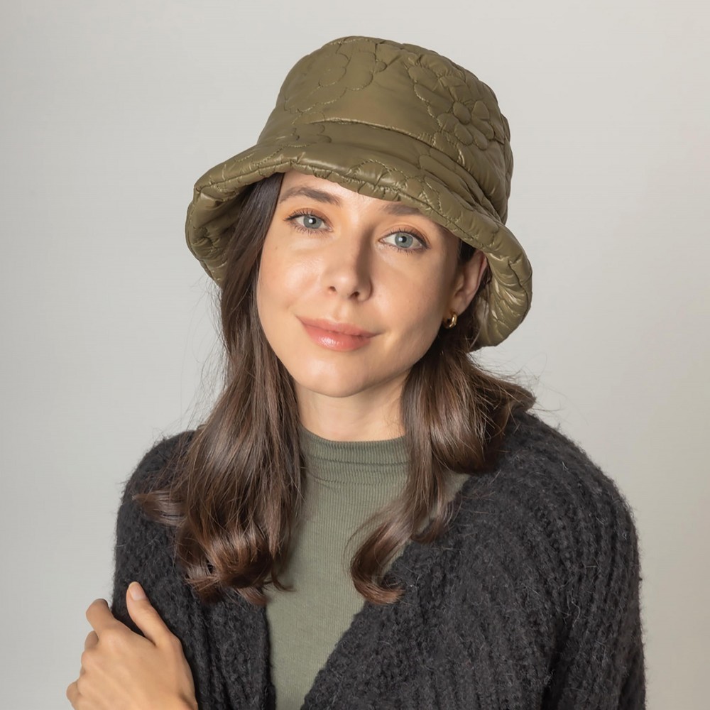 Do Everything In Love Puffy Flower Stitched Bucket Hat - One Size Fits Most - 100% Polyester - Adjustable Drawstring /Lined view 2