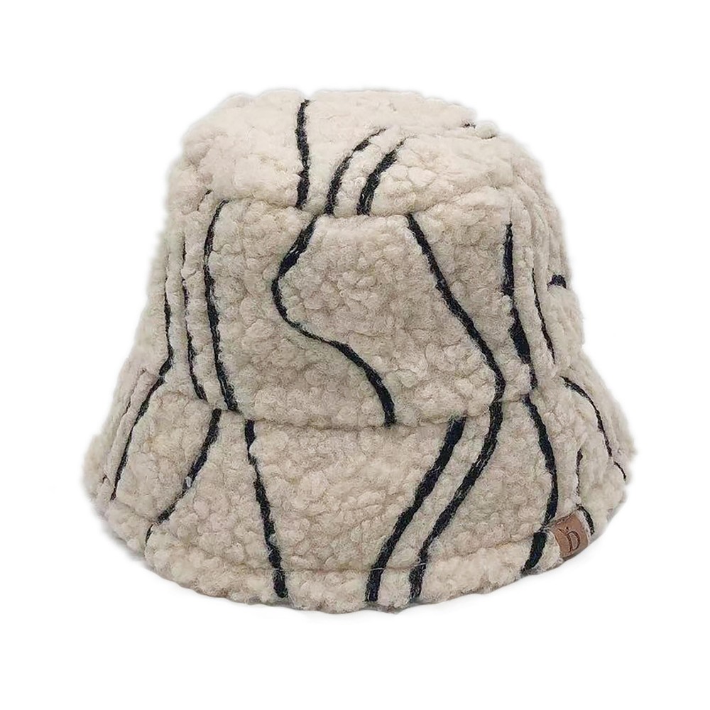 Fuzzy Tribal Striped Bucket Hat. - Adjustable Draw String - One Size Fits Most - 100% Polyester view 4
